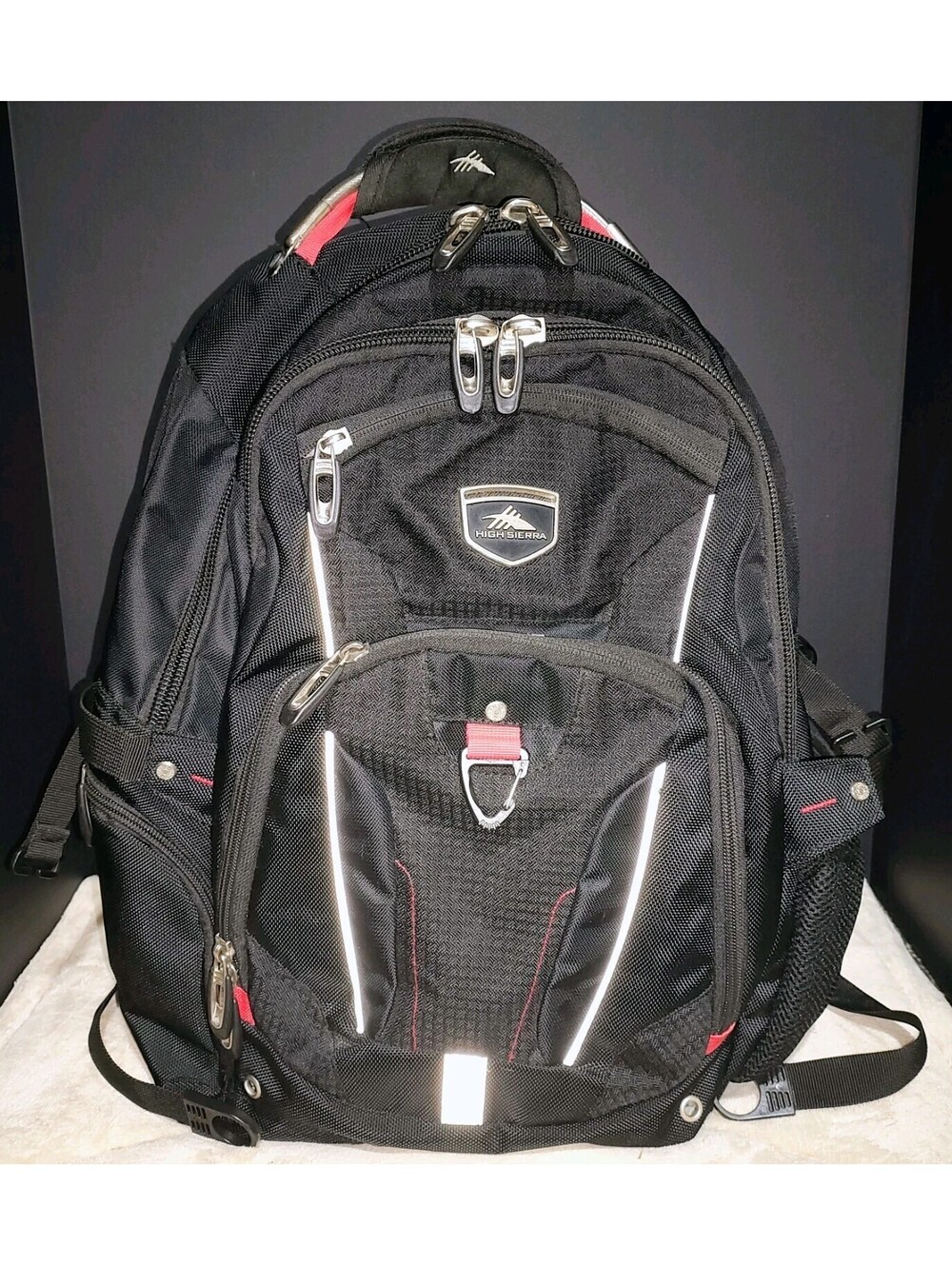 High Sierra Elite Laptop Backpack Black Red Airflow Suspension